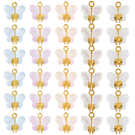 30Pcs 5 Colors Glass Pendants GLAA-SC0002-58-1