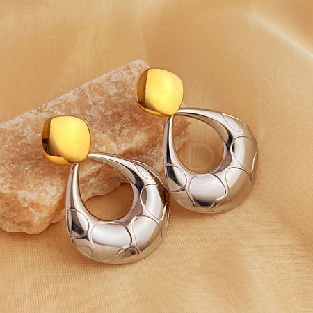 304 Stainless Steel Dangle Stud Earrings EJEW-K296-02GP-06-1