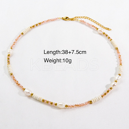 Handmade Natural Pearl & Howlite & Glass Beaded Necklace JR6200-4-1