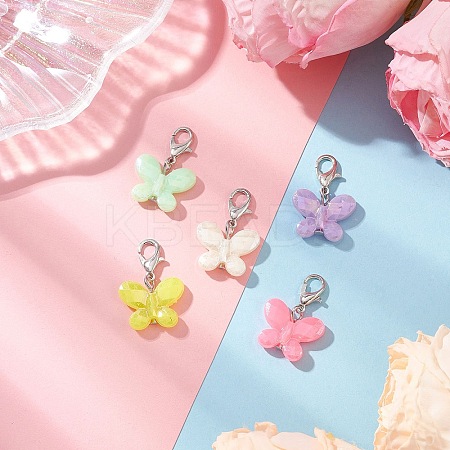 Opaque Acrylic Imitation Pearl Butterfly Pendant Decorations HJEW-JM03920-02-1