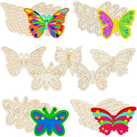 20Pcs 5 Styles Unfinished Wood Cutout AJEW-SC0003-41-1