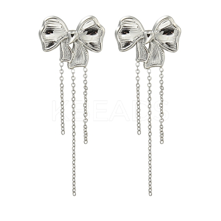 Non-Tarnish 304 Stainless Steel Chain Tassel Stud Earrings EJEW-G400-06P-1