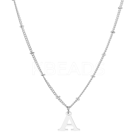 1Pc Brass Chain & 304 Stainless Steel Letter Pendant Necklaces NJEW-LP0001-35A-P-1