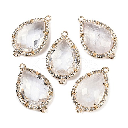 Natural Quartz Crystal Faceted Teardrop Links G-B126-03G-10-1