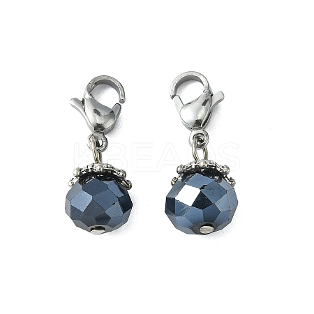 Electroplate Faceted Glass Pendants HJEW-TAC0004-09-1