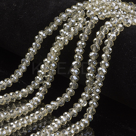 Electroplate Transparent Glass Beads Strands EGLA-A034-T2mm-Y06-1