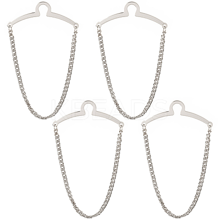 4Pcs Brass Hanging Chains Collar Pins Tie Clips AJEW-SC0004-04A-1