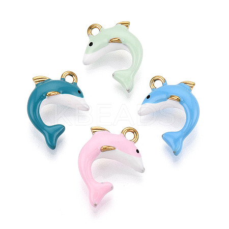 Ion Plating(IP) 304 Stainless Steel Enamel Pendants STAS-N114-18G-1