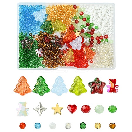 DIY Christmas Theme Glass & CCB Plastic Beads Jewelry Making Findings Kits DIY-YW0010-11-1