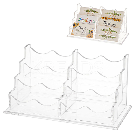 6-Slot Transparent Acrylic Business Name Card Display Stands ODIS-WH0030-64B-1