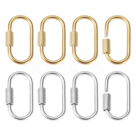 10Pcs 2 Colors Ion Plating(IP) 304 Stainless Steel Screw Carabiner Lock Charms FIND-TA0005-44-1