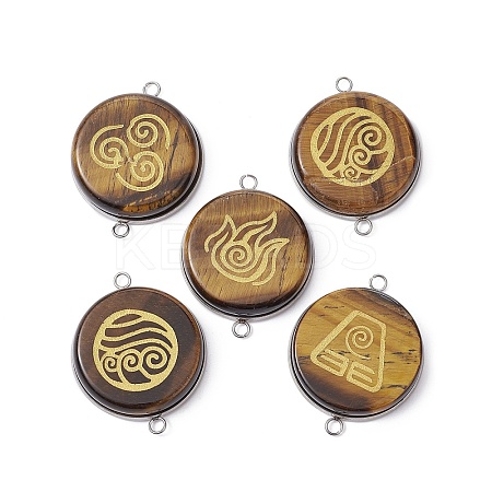 Natural Tiger Eye Connector Charms PALLOY-JF02370-1