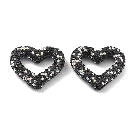 Heart Shape Polymer Clay Rhinestone Beads CLAY-NH0001-09B-04-1
