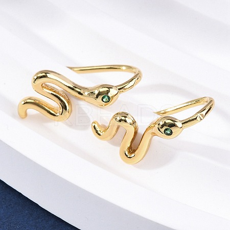 Snake Brass Micro Pave Cubic Zirconia Dangle Earrings EJEW-G425-04G-02-1