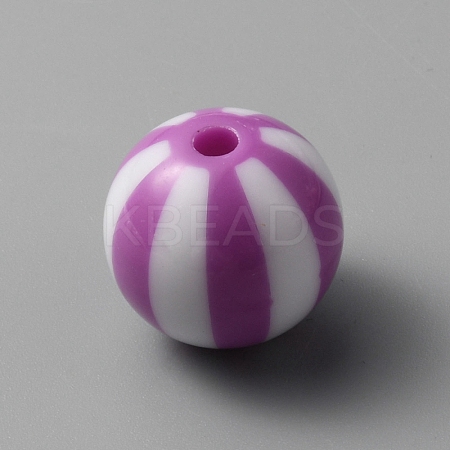 Opaque Acrylic Striped Beads LS-SACR-WH0009-10C-1