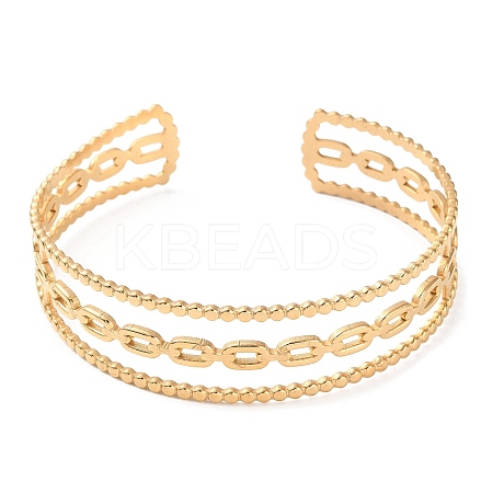 304 Stainless Steel Hollow Oval Cuff Bangles BJEW-F457-18G-1
