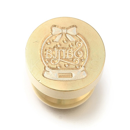 Christmas Golden Tone Wax Seal Brass Stamp Heads AJEW-A058-01C-1