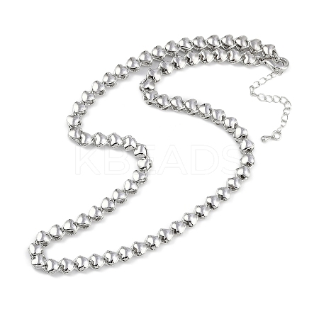 Rack Plating Brass Heart Link Chain Necklaces for Women NJEW-K382-14B-P-1
