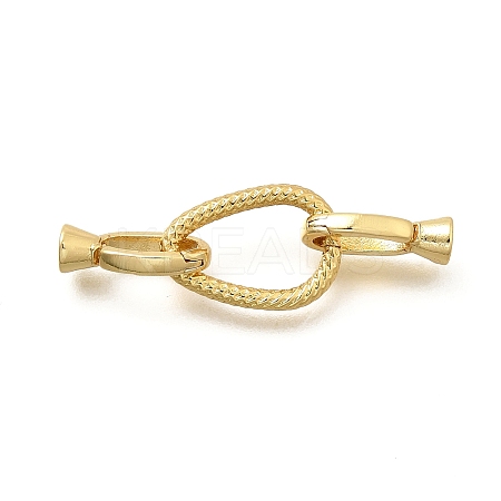 Teardrop Rack Plating Brass Fold Over Clasps KK-S508-17G-1