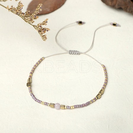 Bohemian Style Handmade Braided Friendship Bracelet with Semi-Precious Beads for Women ST0464579-1