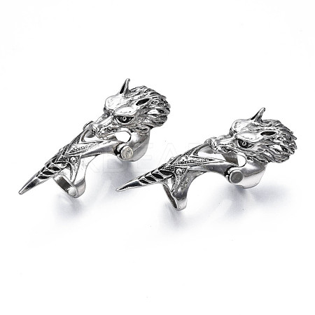 Wolf Armour Alloy Full Finger Ring RJEW-T009-23AS-1