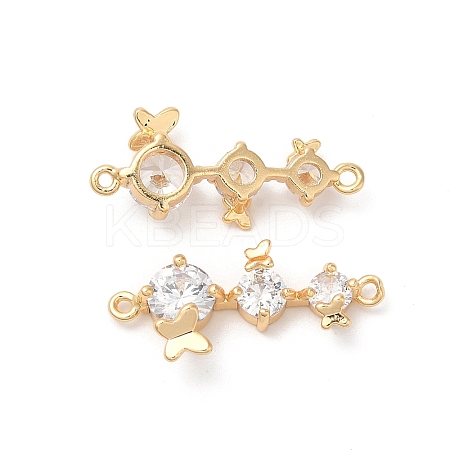 Brass Connector Charms with Clear Glass X-KK-B074-67G-1