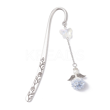 Tibetan Silver Alloy Hook Bookmark AJEW-JK00401-01-1