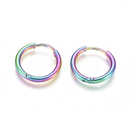 Ion Plating(IP) 304 Stainless Steel Huggie Hoop Earrings EJEW-F111A-17mm-Y-1
