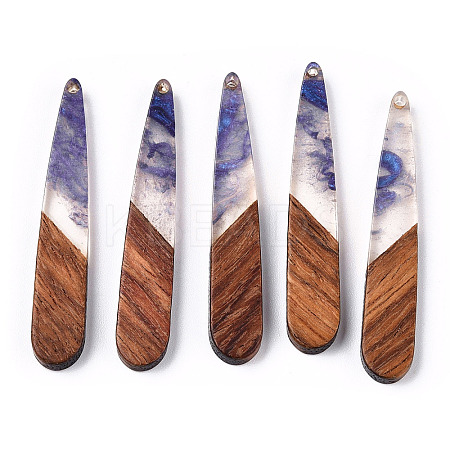 Transparent Resin & Walnut Wood Pendants LS-RESI-ZX017-44-1