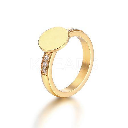 Elegant 304 Stainless Steel Round Rhinestone Ring Suitable for Daily Wear for Women LL7523-1-1