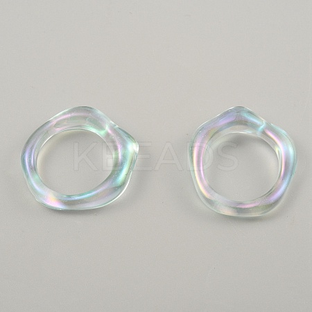 Candy Color Plastic Twist Wave Finger Ring for Women RJEW-WH0004-26A-1