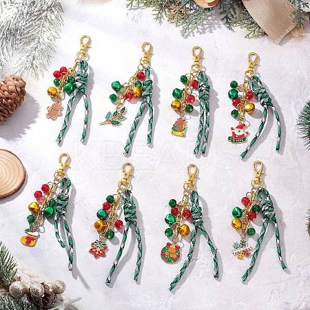 Christmas Theme Alloy Enamel & Glass Pendant Decorations HJEW-JM03732-1