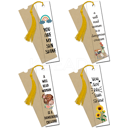 GLOBLELAND 4 Sets Acrylic Bookmark Pendants for Teachers' Day DIY-GL0004-27A-1