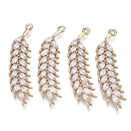 Autumn Theme Brass Micro Pave Cubic Zirconia Pendants X-KK-R111-068-1