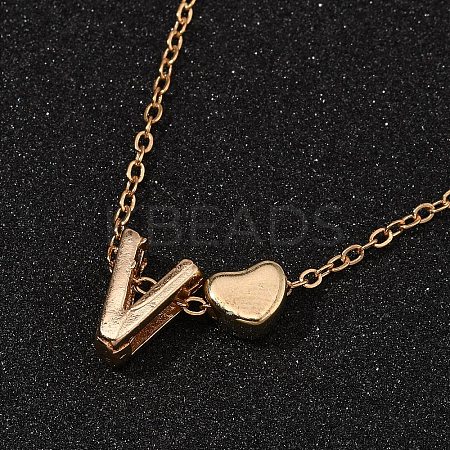 Alloy Letter Heart Pendant Necklaces for Women NJEW-FS0001-09V-1