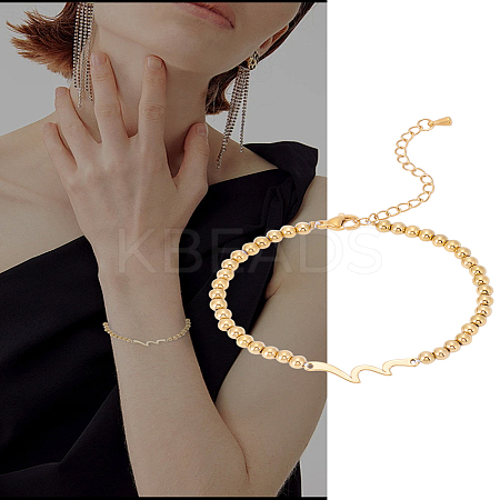 1Pc 301 Stainless Steel Ball Chain Bracelets for Women Men BJEW-LP0001-45G-1