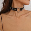 Spiked Rivet Alloy Heart Link PU Leather Choker Necklaces for Women FS-WGC3189-01-2