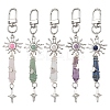 5Pcs Bullet Natural Lapis Lazuli & Green Aventurine & Amethyst & Quartz Crystal & Rose Quartz & Yellow Jade Pendant Decoration HJEW-JM03056-1