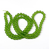 Lime Green Frosted Round Transparent Glass Bead Strands X-GLAA-S031-8mm-34-3