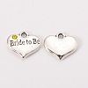 Wedding Theme Antique Silver Tone Tibetan Style Heart with Bride to Be Rhinestone Charms TIBEP-N005-10E-1