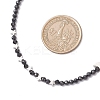 Brass and Faceted Round Natural Black Spinel Beaded Necklaces for Women NJEW-JN05657-02-4