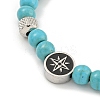 304 Stainless Steel & Synthetic Turquoise Round Beaded Bracelets for Women BJEW-G717-09-3