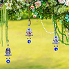 3Pcs 3 Cololrs Bohemian Tribal Metal Pendant with Devil's Eye Design Hand Keychain KEYC-DC0021-28-7