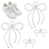 2 Pairs 2 Styles Bowknot Plastic Imitation Pearl Shoe Charms DIY-FG0006-80-1