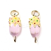 Real 18K Gold Plated Brass Enamel Pendants KK-M280-02B-G-1
