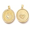 Brass Micro Pave Clear Cubic Zirconia Pendants ZIRC-O036-33G-2