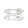 Eco-Friendly Rack Plating Brass Micro Pave Clear Cubic Zirconia Connector Charms KK-F845-05P-1