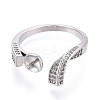 Brass Micro Pave Clear Cubic Zirconia Cuff Ring Settings KK-T076-53P-2