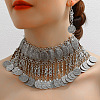 Alloy Coin Tassel Pendant Necklaces & Dangle Earrings Sets FS-WG2882A-02-1