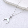 Stainless Steel Pave Natural White Shell Moon Pendant Necklaces for Women GV4177-2